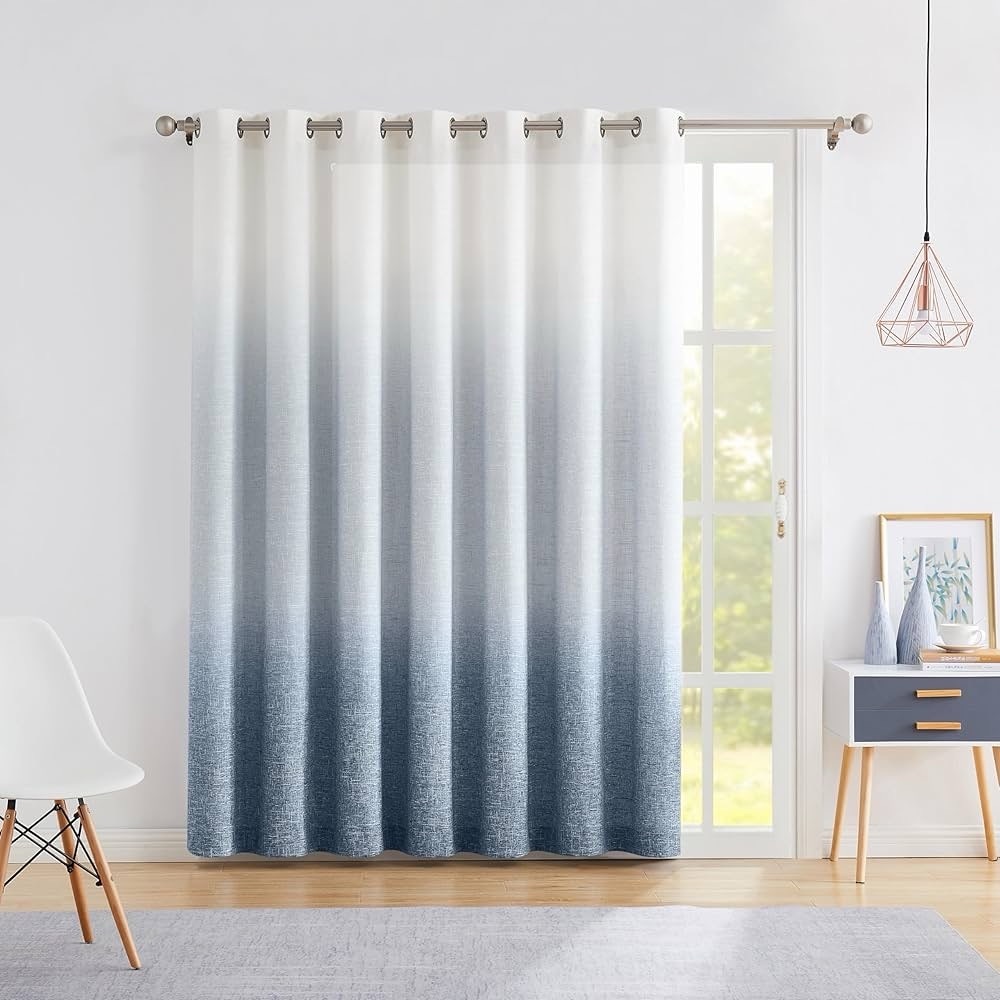 Window Door Curtain 100" Extra Wide Light Filtering Gradient Print cream